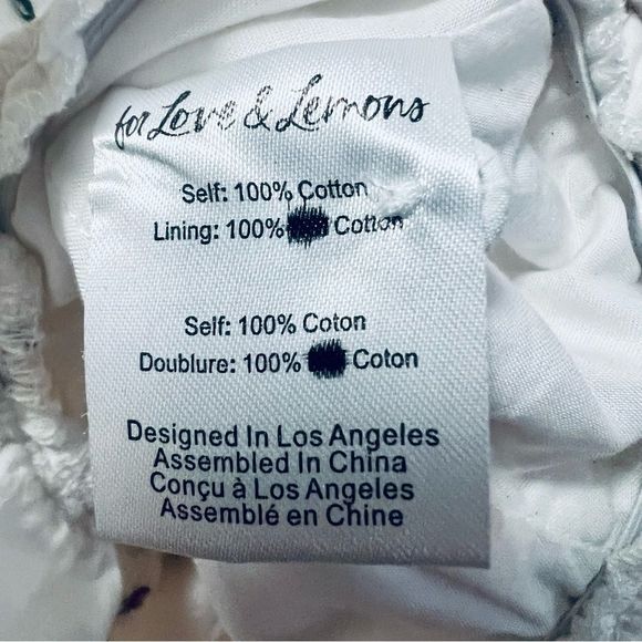 For Love and Lemons Shelby daisy puff sleeve cropped tie front shirt top S small - Picture 5 of 8